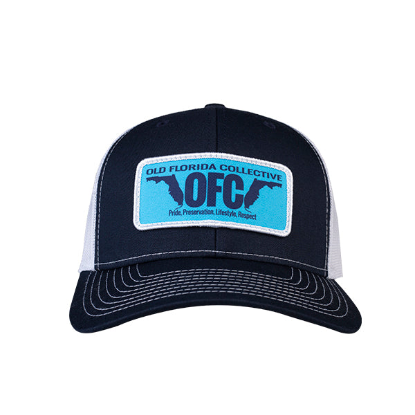 Navy/White With OFC Florida Horns Patch Trucker Hat