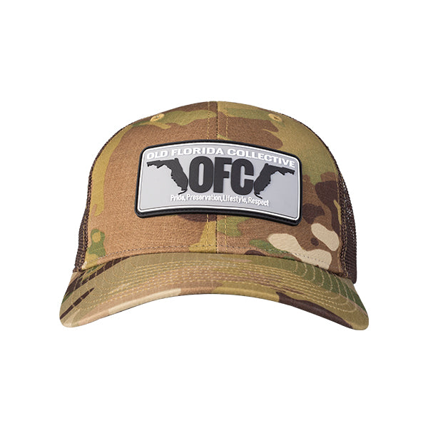Multicam Camo/Brown With Black Rubber OFC Florida Horns Patch Trucker Hat