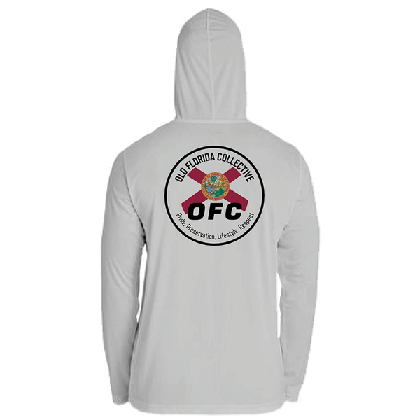 Men's Performance Silver Long Sleeve Hooded With FLA Flag Logo
