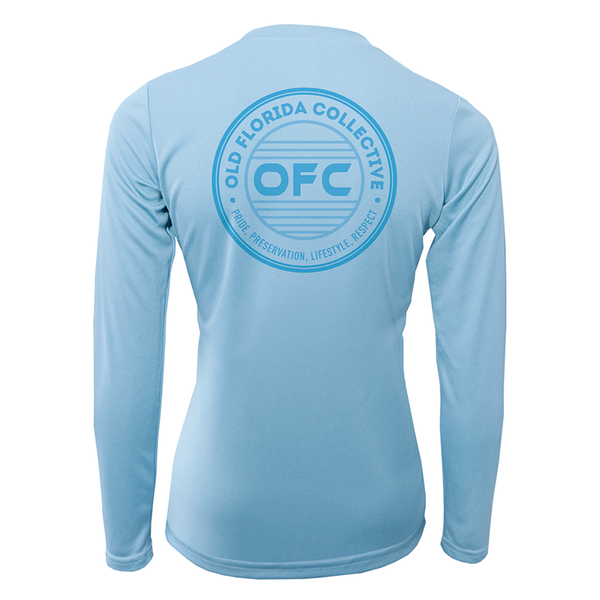 Women's Performance Ice Blue Long Sleeve With OFC Logo
